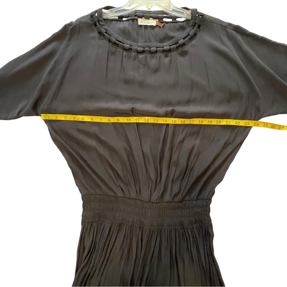 Ramy Brook Pleated Lightweight Black Dress with Cutout Neckline Smocked Waist M - Picture 12 of 15